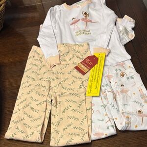 Chick Pea Peach and White Christmas Pajama Set